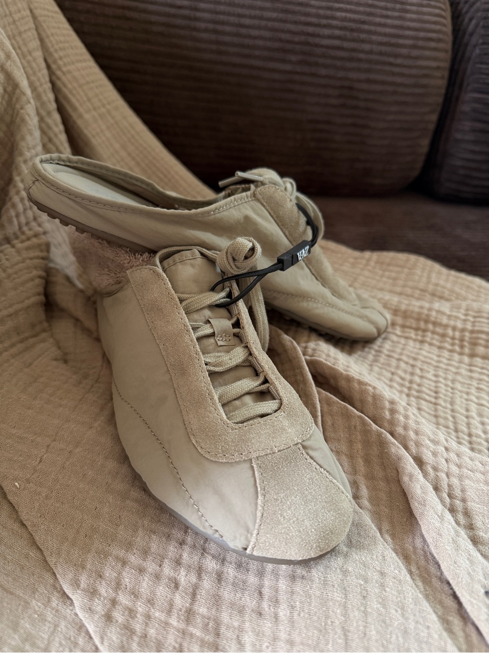 Zara Beige Slip-On Mule Sneakers